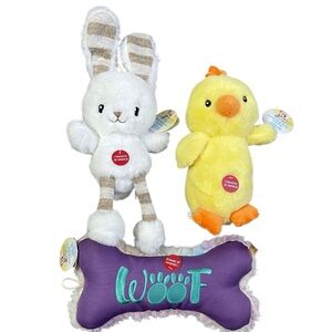 Spring/Easter Dog Toys | Bunny + Chick + Bone | LOT OF 3